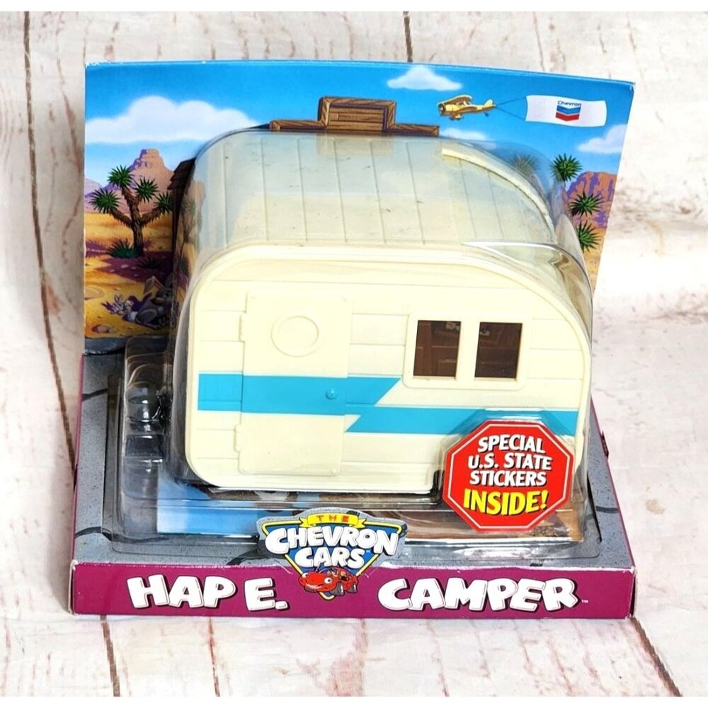 Mint Condition 2006 Vintage The Chevron Cars Hap E. Camper with Hitch & Original